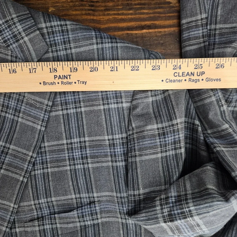Oak Hill Men's Sport Coat Blazer Two Button Gray Plaid Linen Blend Size 3XLT